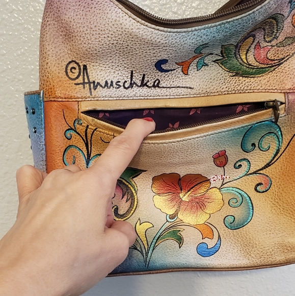 ANUSCHKA PURSE GENUINE LEATHER MIDIUM HOBO - Picture 4 of 10